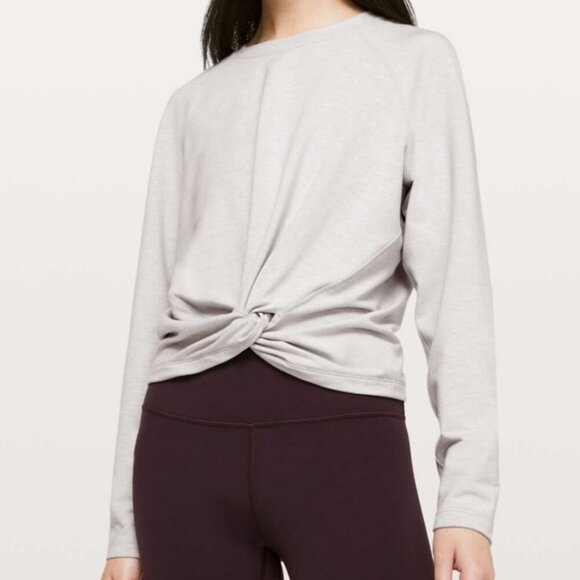 lululemon athletica Tops - Lululemon Tuck & Gather Pullover Sweater Heather Grey Size 8 Crewneck Sweater